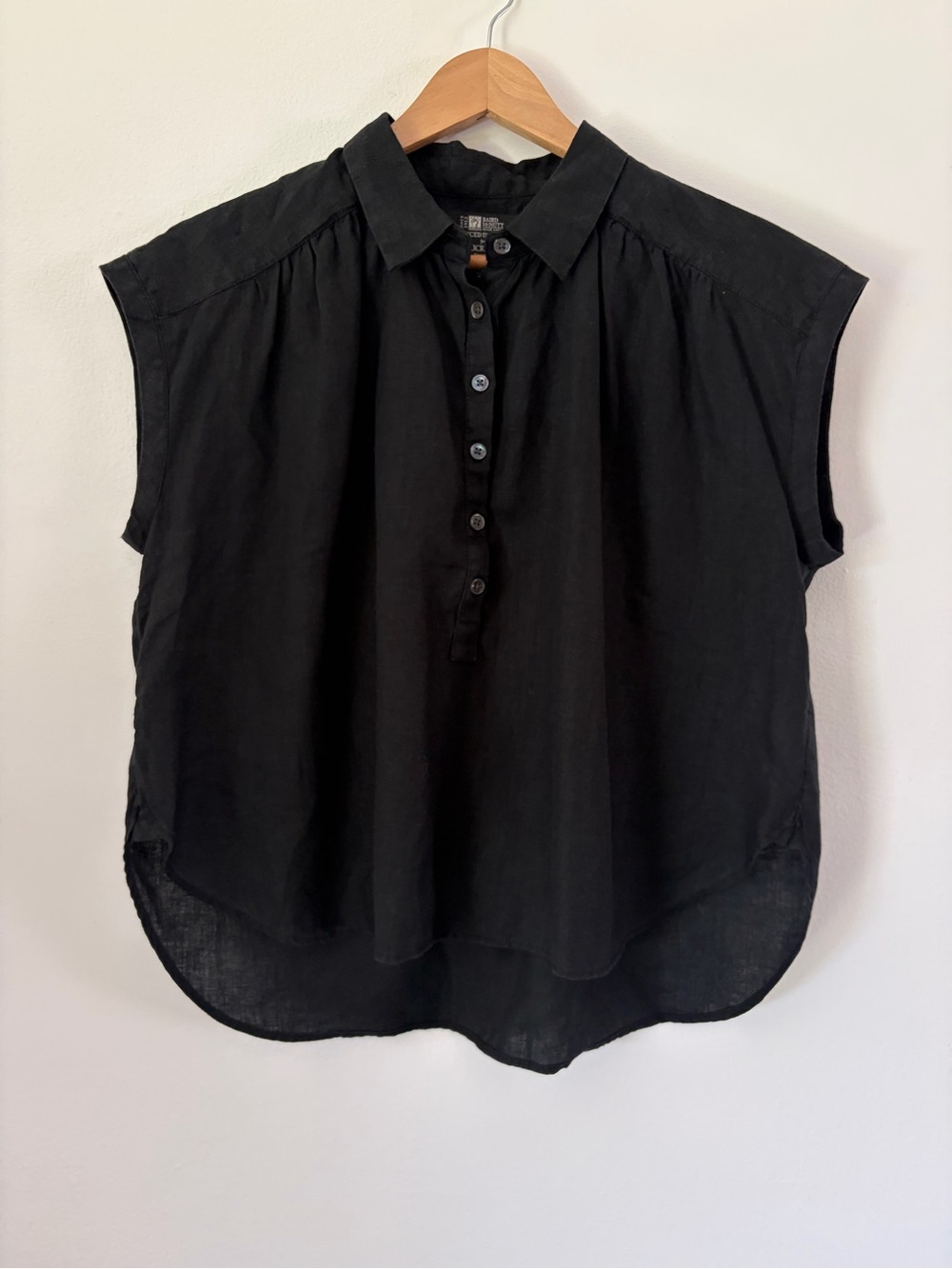 J.Crew New Capitaine Shirt in Baird McNutt Irish Linen Black Size Small